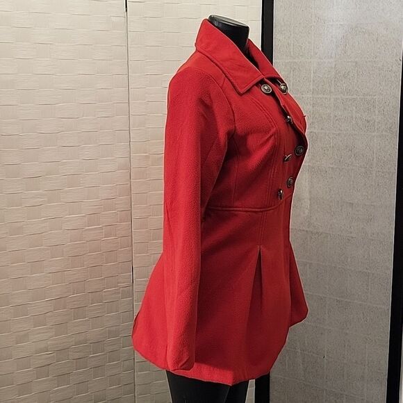 IRIS BASIC COAT NOTCH LAPEL DOUBLE BREASTED FIT & FLARE COAT - Picture 4 of 15